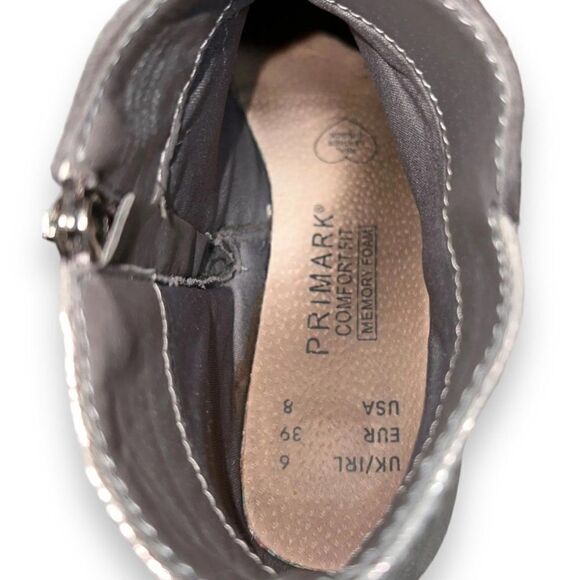 Primark Comfort Fit Side Zip Ankle Boots Grey Women's 8 - Picture 10 of 11